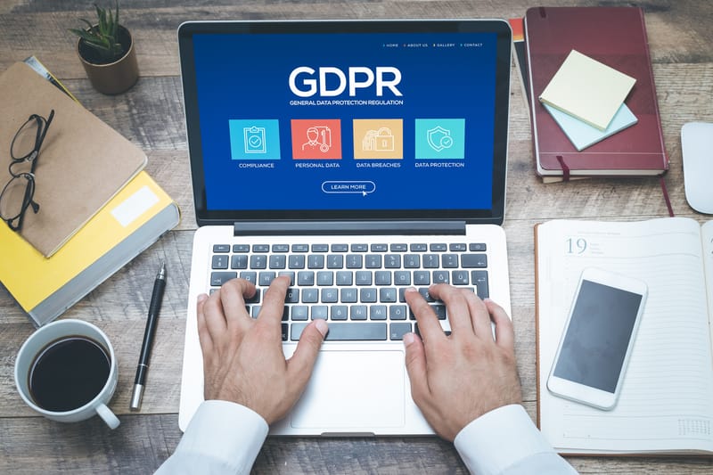 laptop with gdpr details on screen